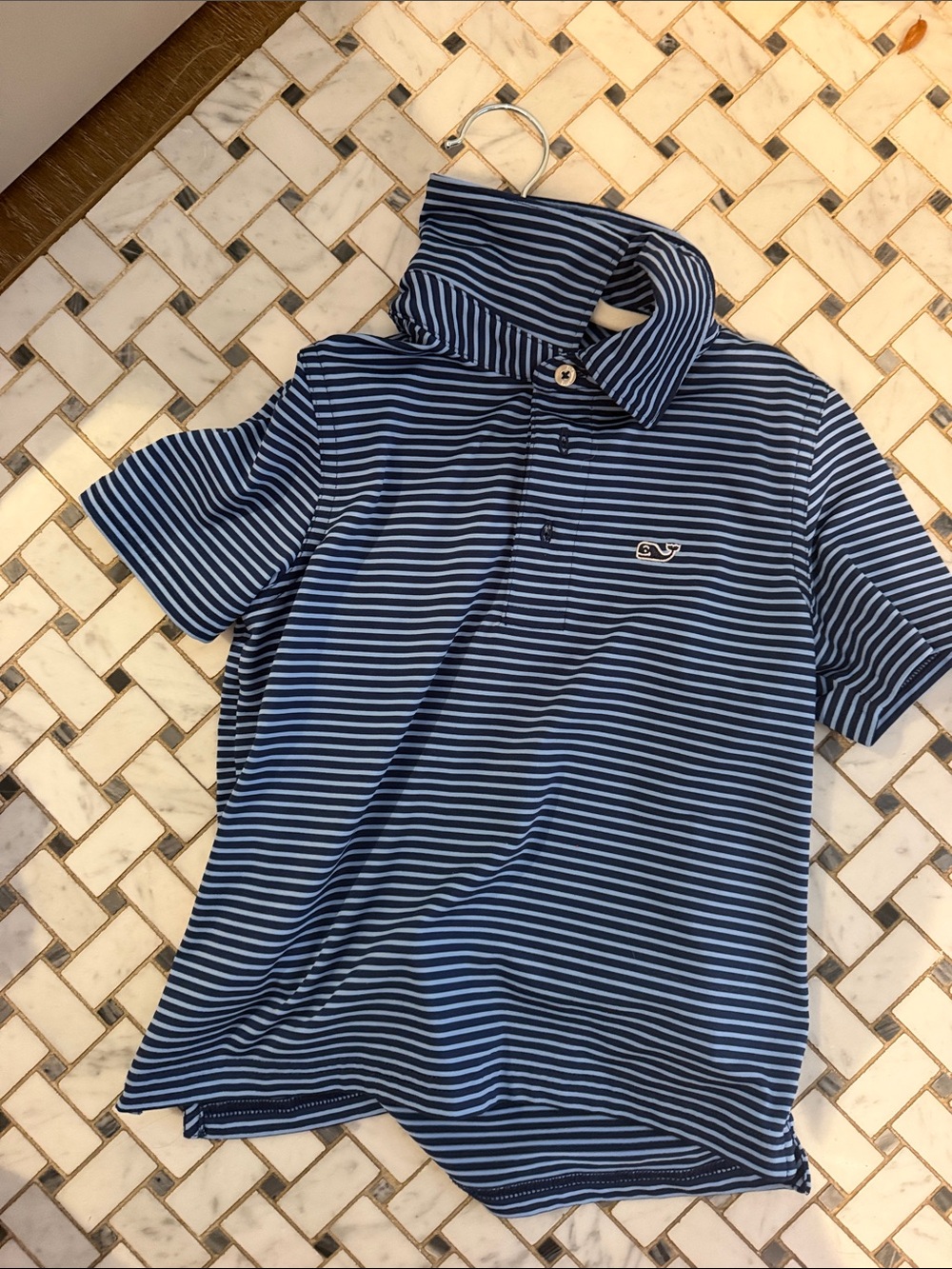 Vineyard Vines Boys Blue & White Striped Polo